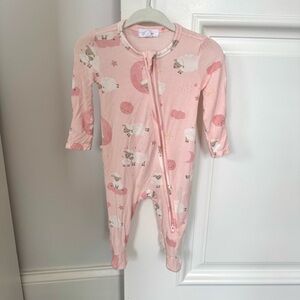 Angel Dear Pink Sheep Print 2 Way Zip Footie, Size 0-3 months